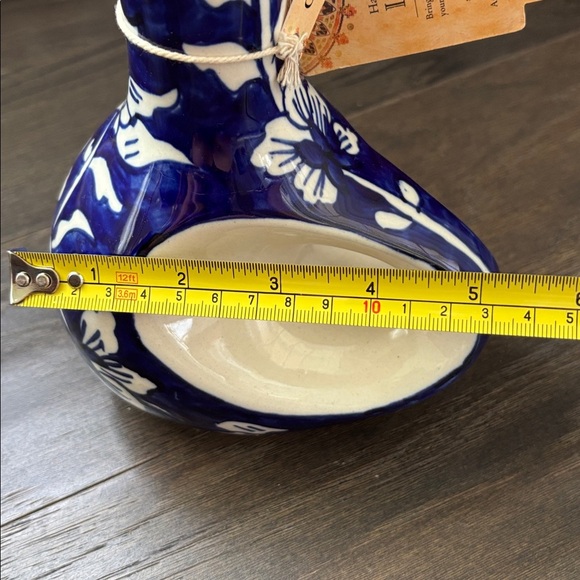 Ceramique Handcrafted in India,unique abstract shape,ceramic royal blue vase - Picture 12 of 12